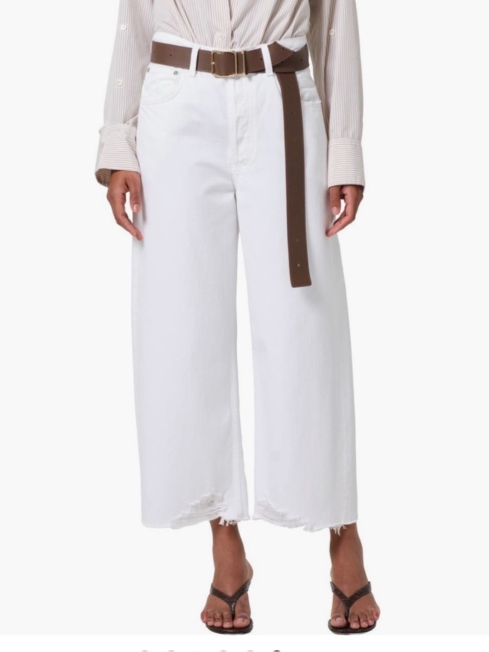 Citizens Of Humanity White Wide-Leg Crop Jeans